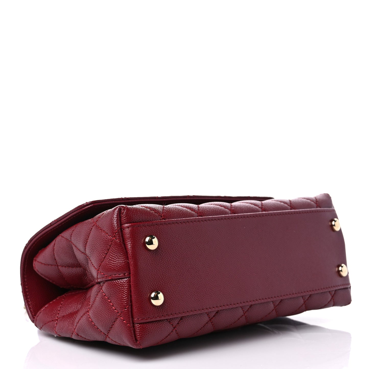 Caviar Lizard Embossed Quilted Mini Coco Handle Flap Burgundy