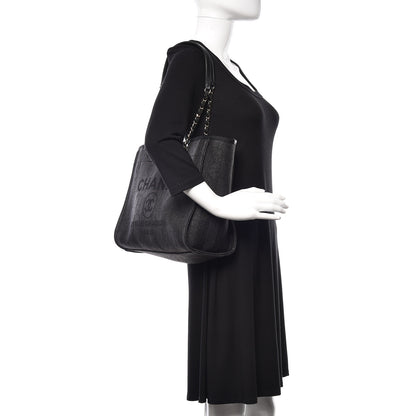 Chanel Mixed Fibers Striped Small Deauville Tote Black 2 of 11