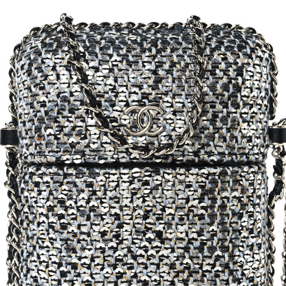 Chanel Tweed Sequin Chain Around Phone Holder Silver Black 8 of 10