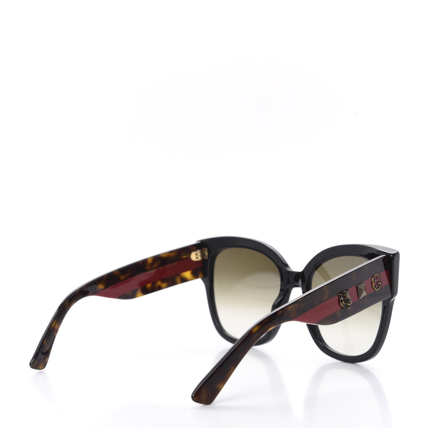 Acetate Square Frame Web Sunglasses GG0059S Black Tortoise