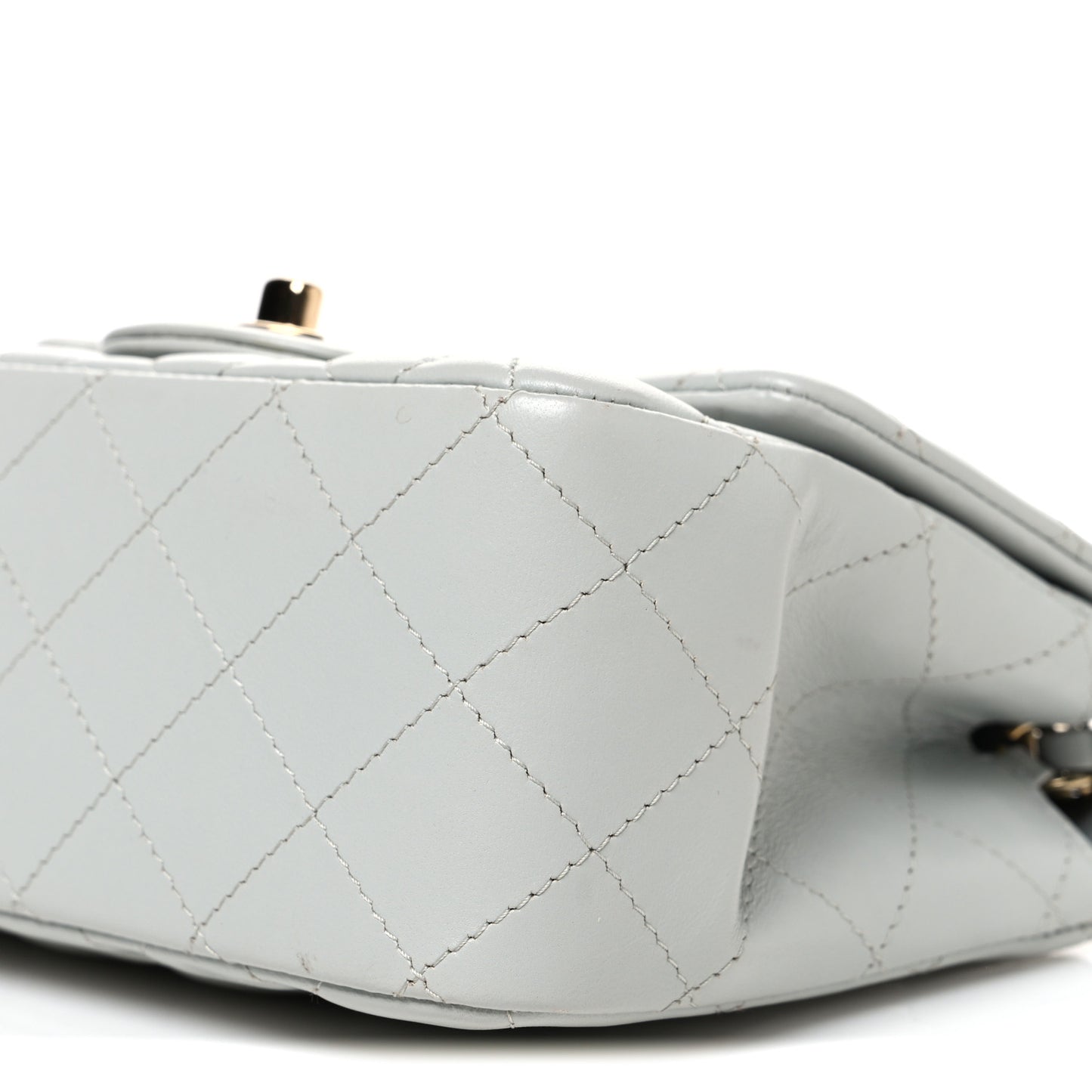 Lambskin Quilted Mini Square Flap Light Grey