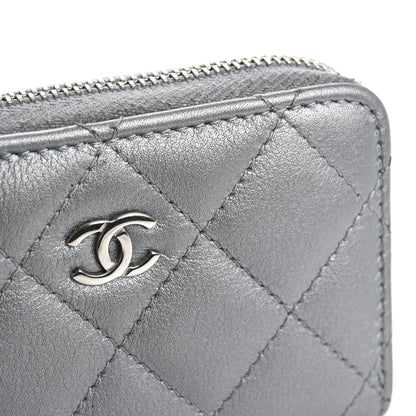 Chanel Iridescent Calfskin Quilted Zip Coin Purse Wallet Light Blue 10 of 11
