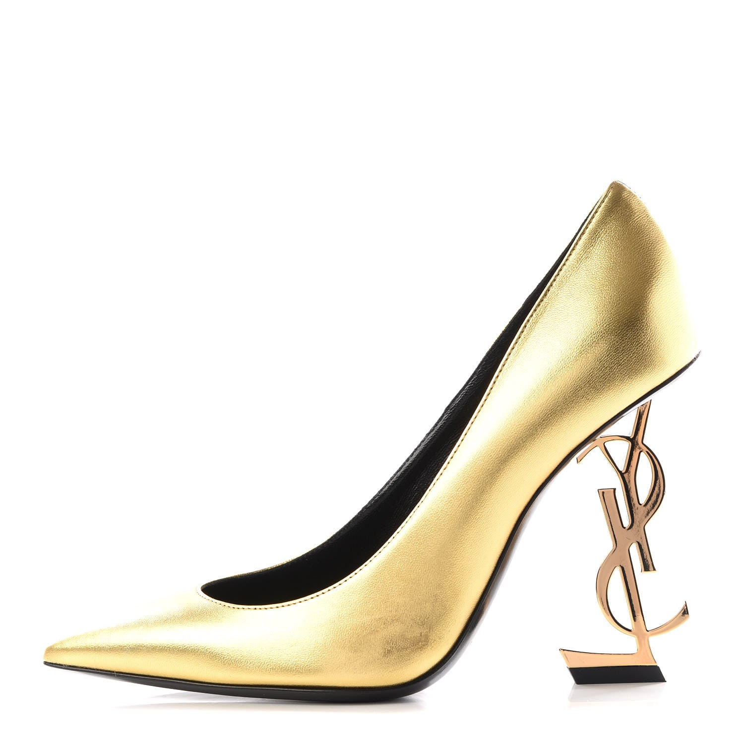 Saint Laurent Calfskin Opyum 100 Pumps 36.5 Gold 1 of 10