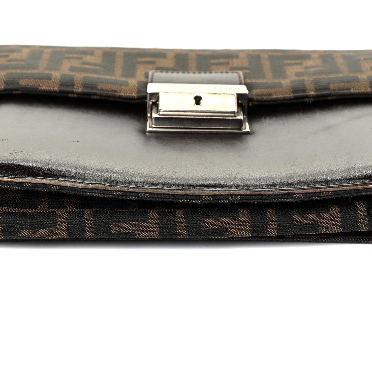 Fendi Zucca Calfskin Flap Clutch Tobacco Black 11 of 22