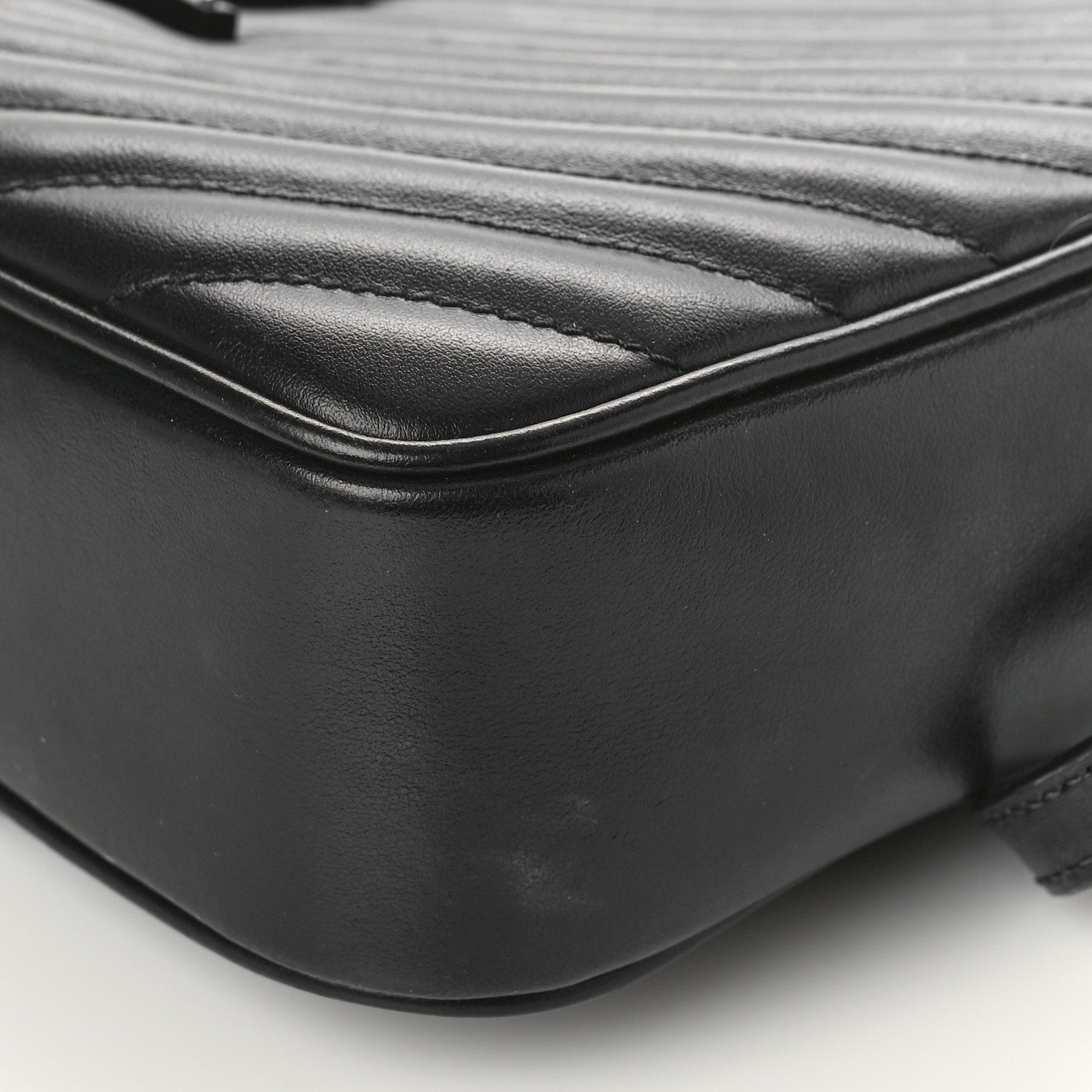 Saint Laurent Calfskin Matelasse Monogram Monochrome Lou Camera Bag Black 8 of 15