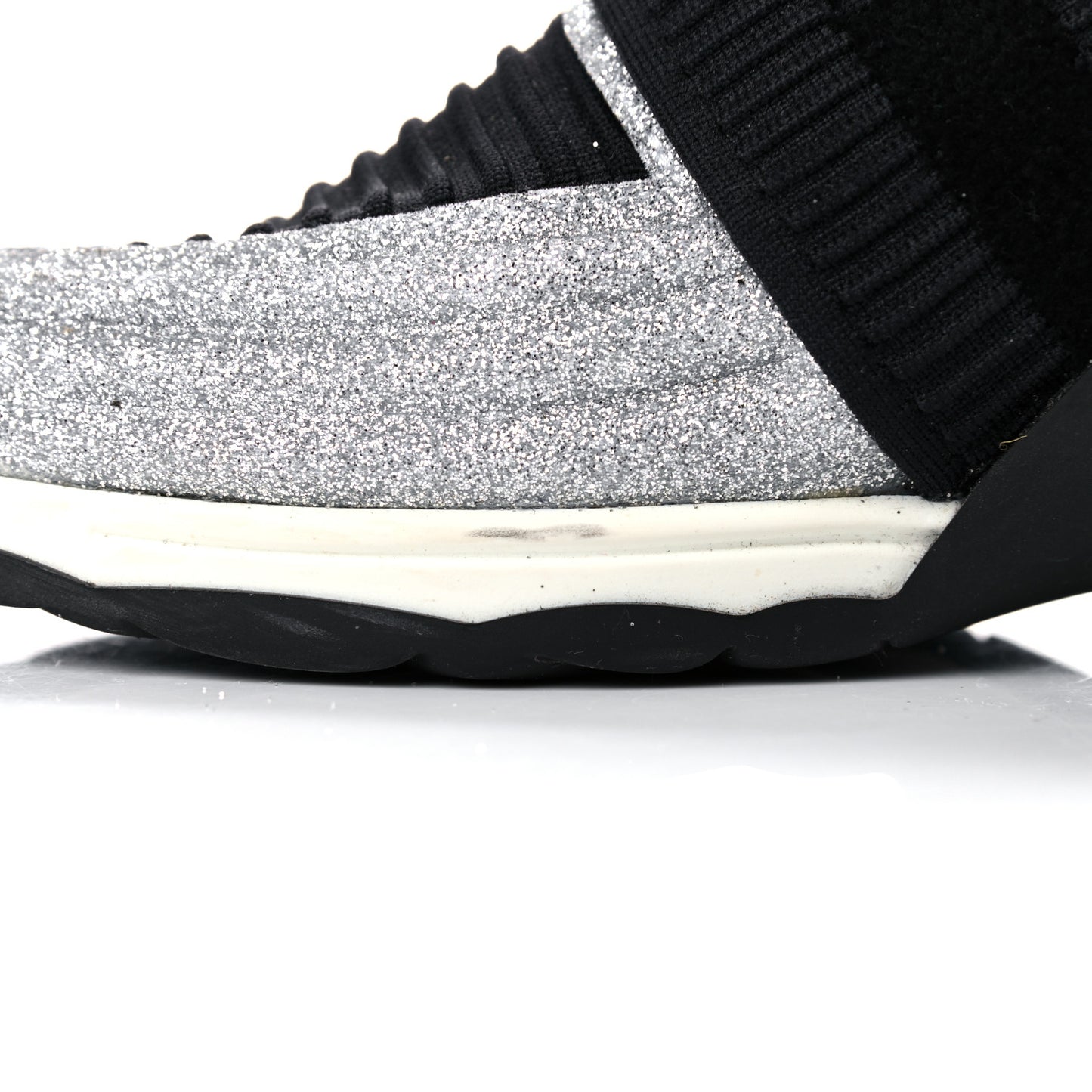 Glitter Stretch Fabric CC Sneakers 36.5 Black Silver