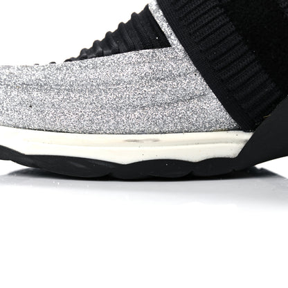Chanel Glitter Stretch Fabric CC Sneakers 36.5 Black Silver 11 of 16