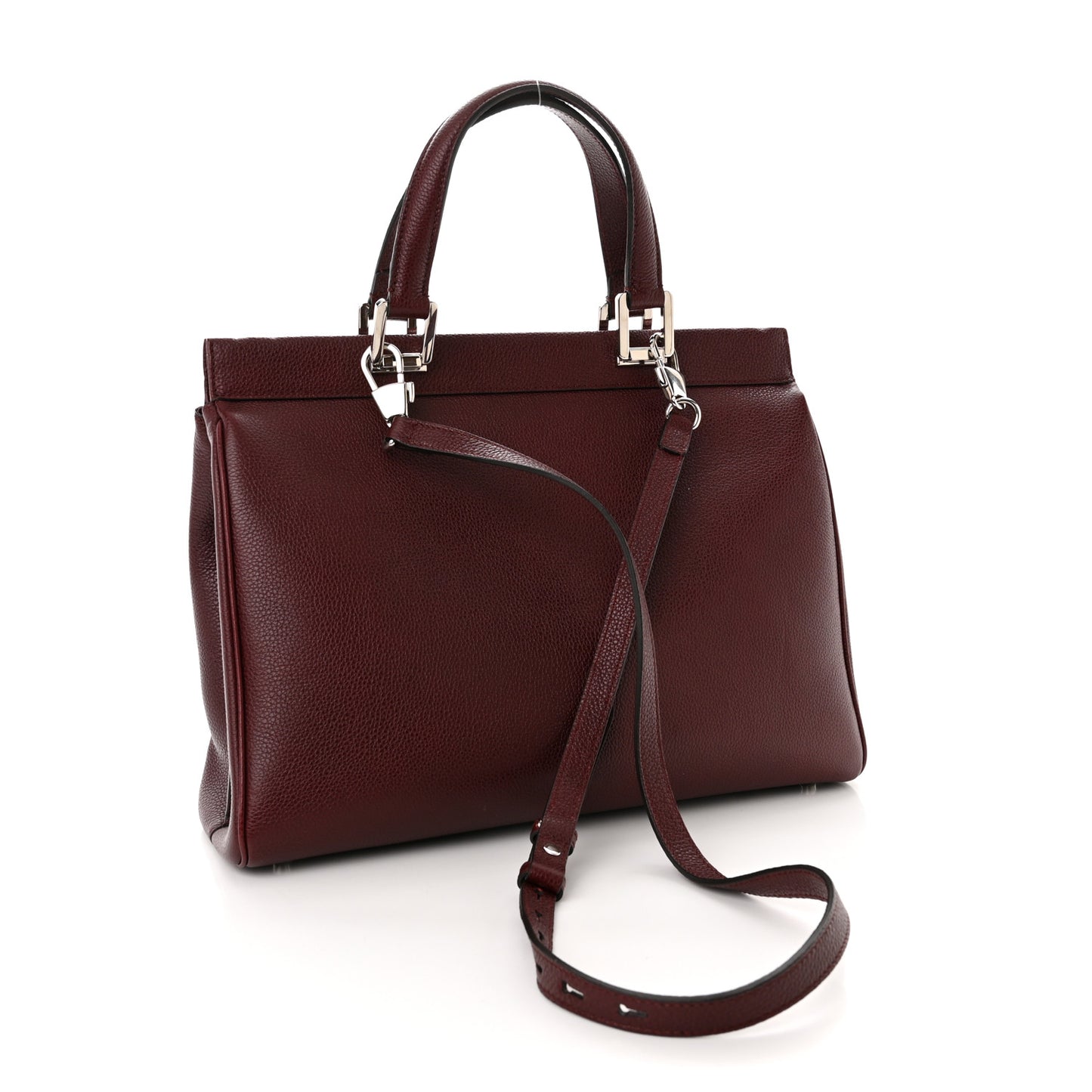 Grainy Calfskin Medium Zumi Top Handle Bag Vintage Bordeaux