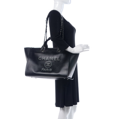 Chanel Caviar Large Studded Deauville Tote Black 2 of 10