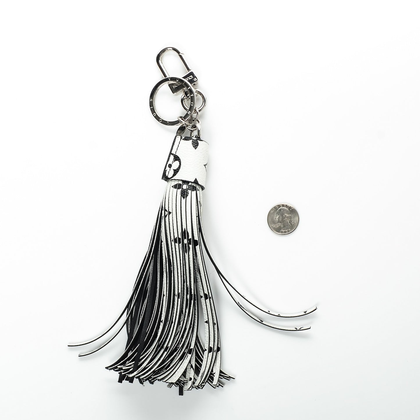 Monogram Tassel Bag Charm White