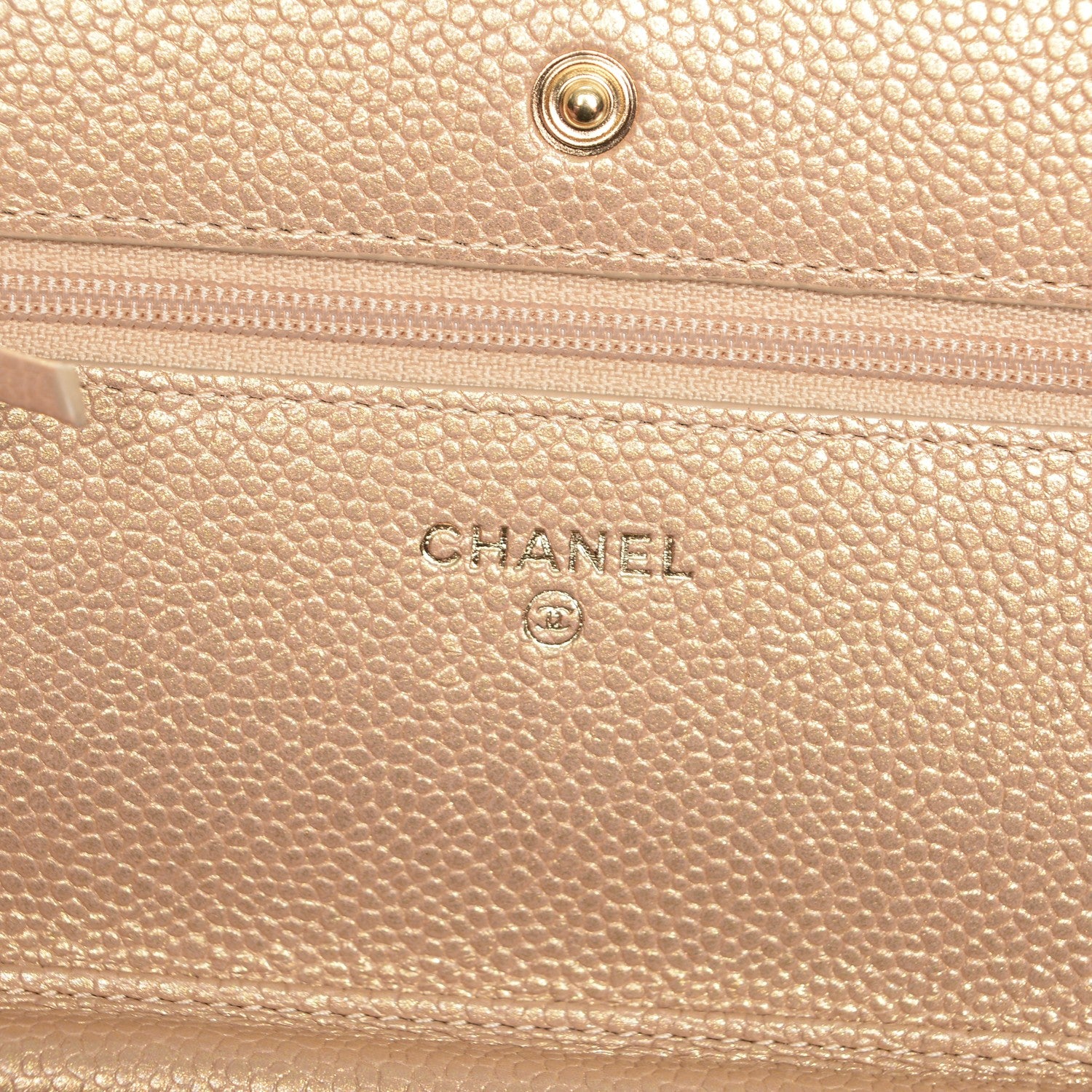 Chanel Pearly Caviar Quilted Wallet On Chain WOC Gold 6 of 8