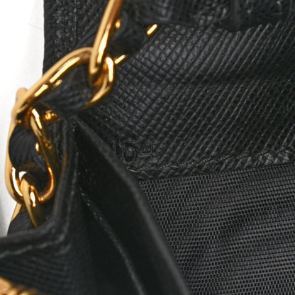 Prada Saffiano Metal Oro Chain Wallet Black 6 of 8