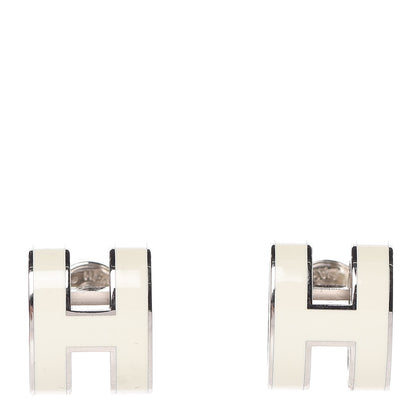 Hermes Palladium Lacquered Pop H Earrings White 1 of 5