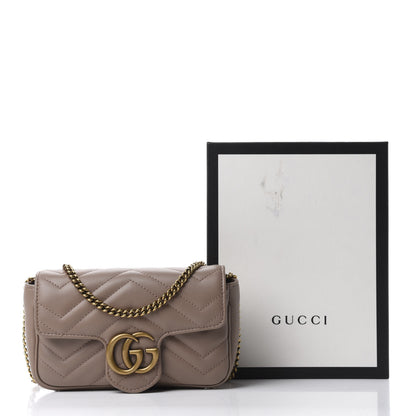 Gucci Calfskin Matelasse Super Mini GG Marmont Shoulder Bag Porcelain Rose 11 of 11