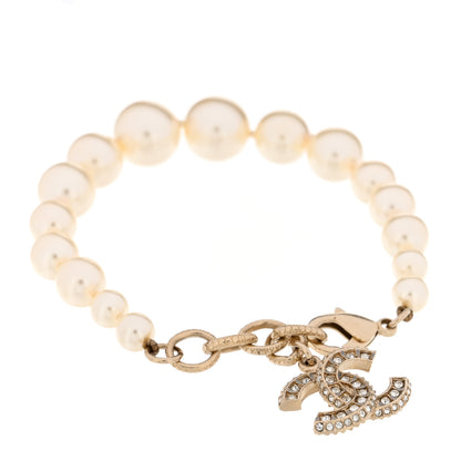 Chanel Graduated Pearl Crystal CC Bracelet Gold 1 of 4