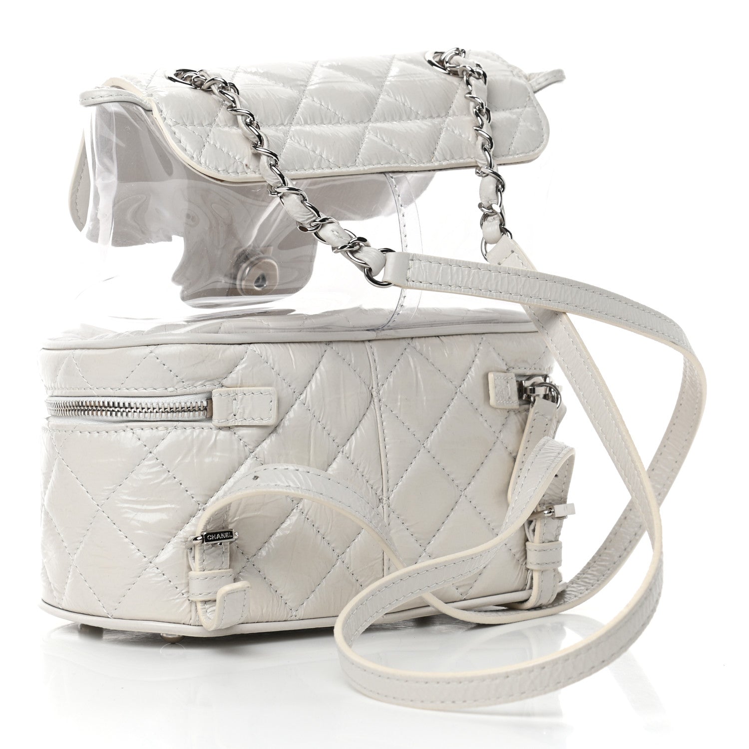 Chanel Crumpled Calfskin PVC Quilted Backpack White 3 of 10