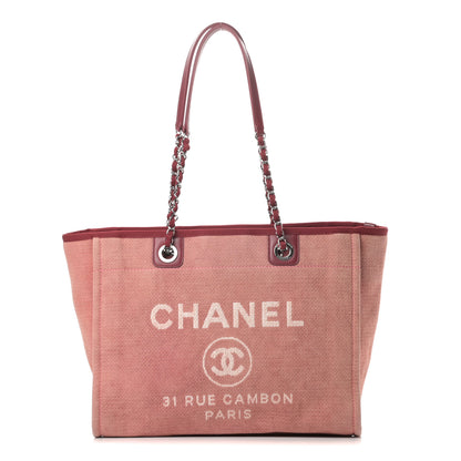 Chanel Canvas Small Deauville Tote Red 1 of 10