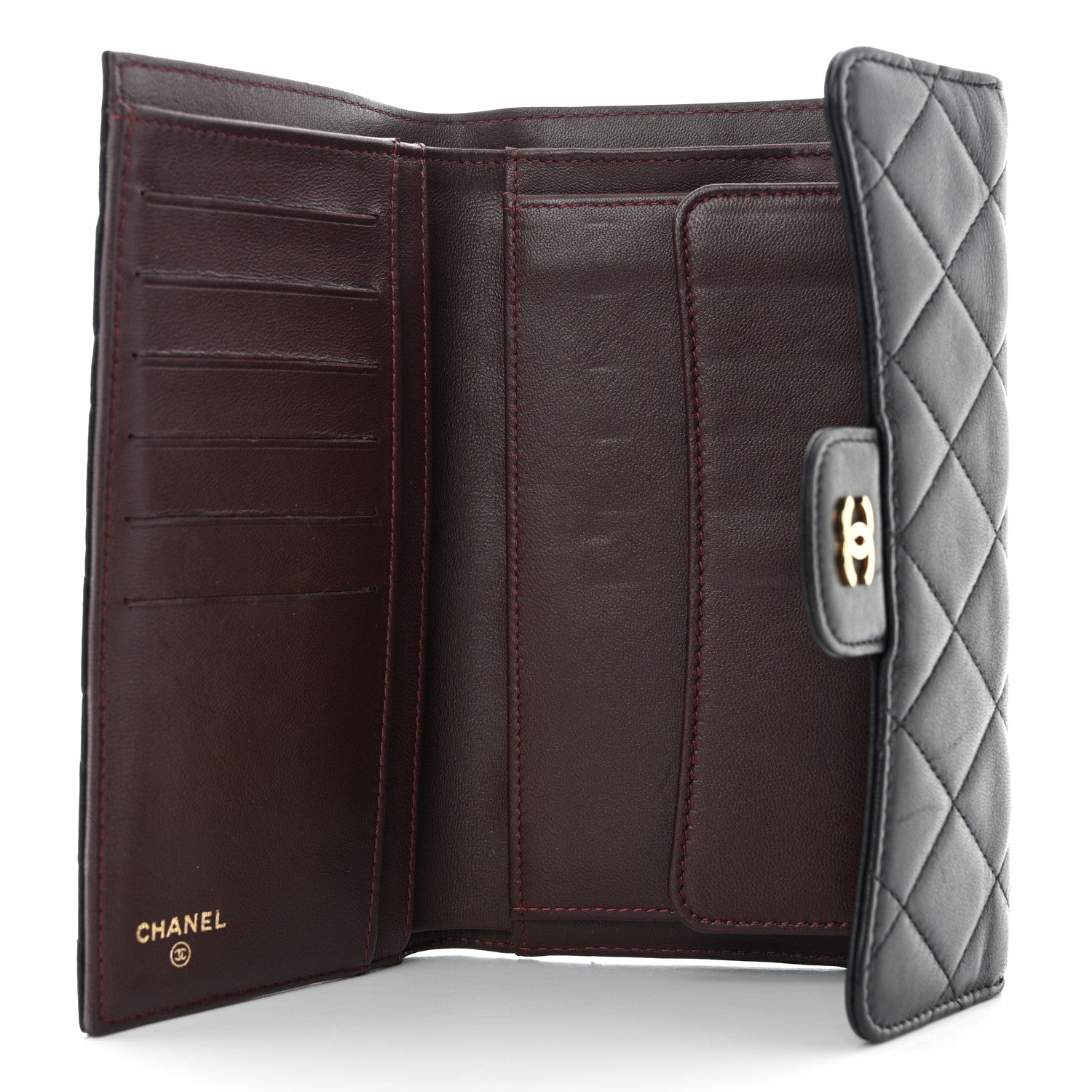Chanel Lambskin Quilted Large Flap Wallet Black 5 of 15