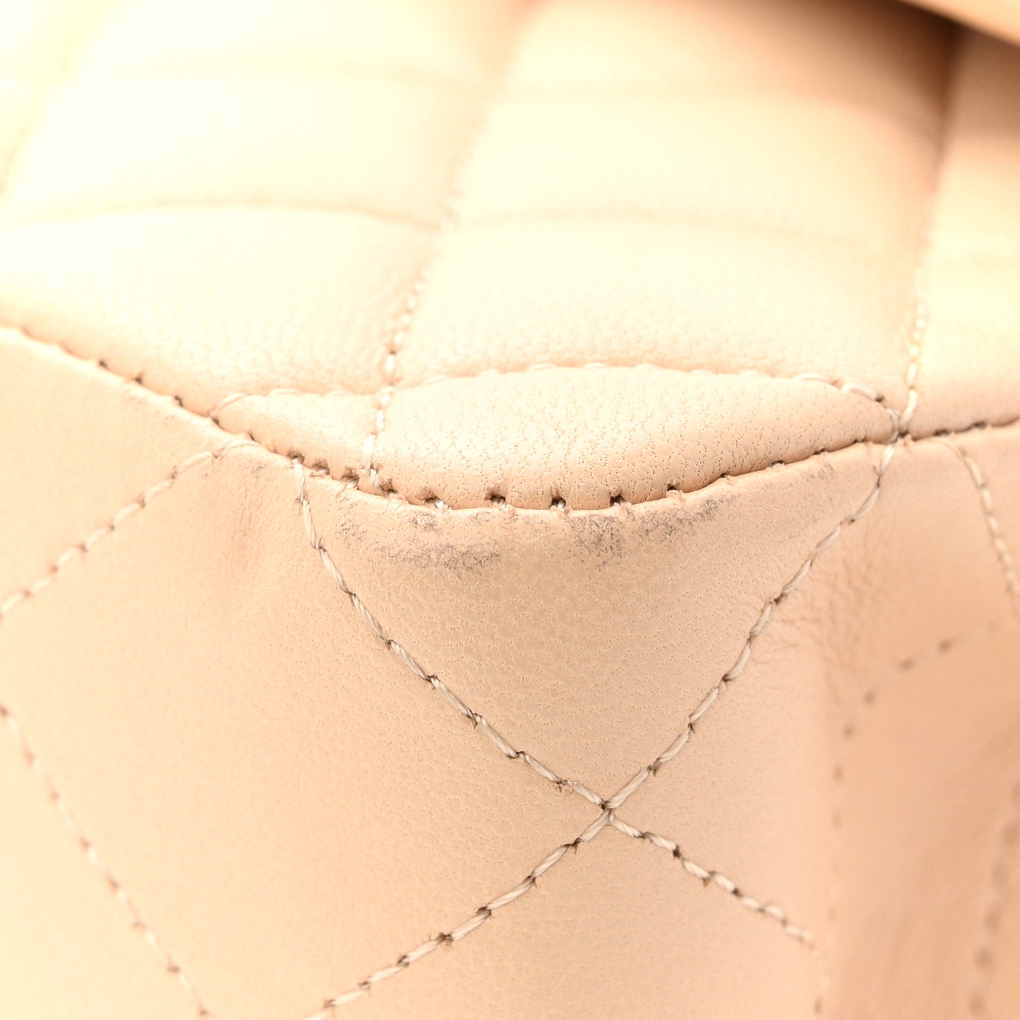 Lambskin Quilted Medium Double Flap Beige