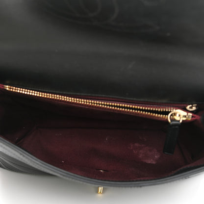 Chanel Calfskin Chevron Stitched Medium Coco Flap Bag Black 5 of 16