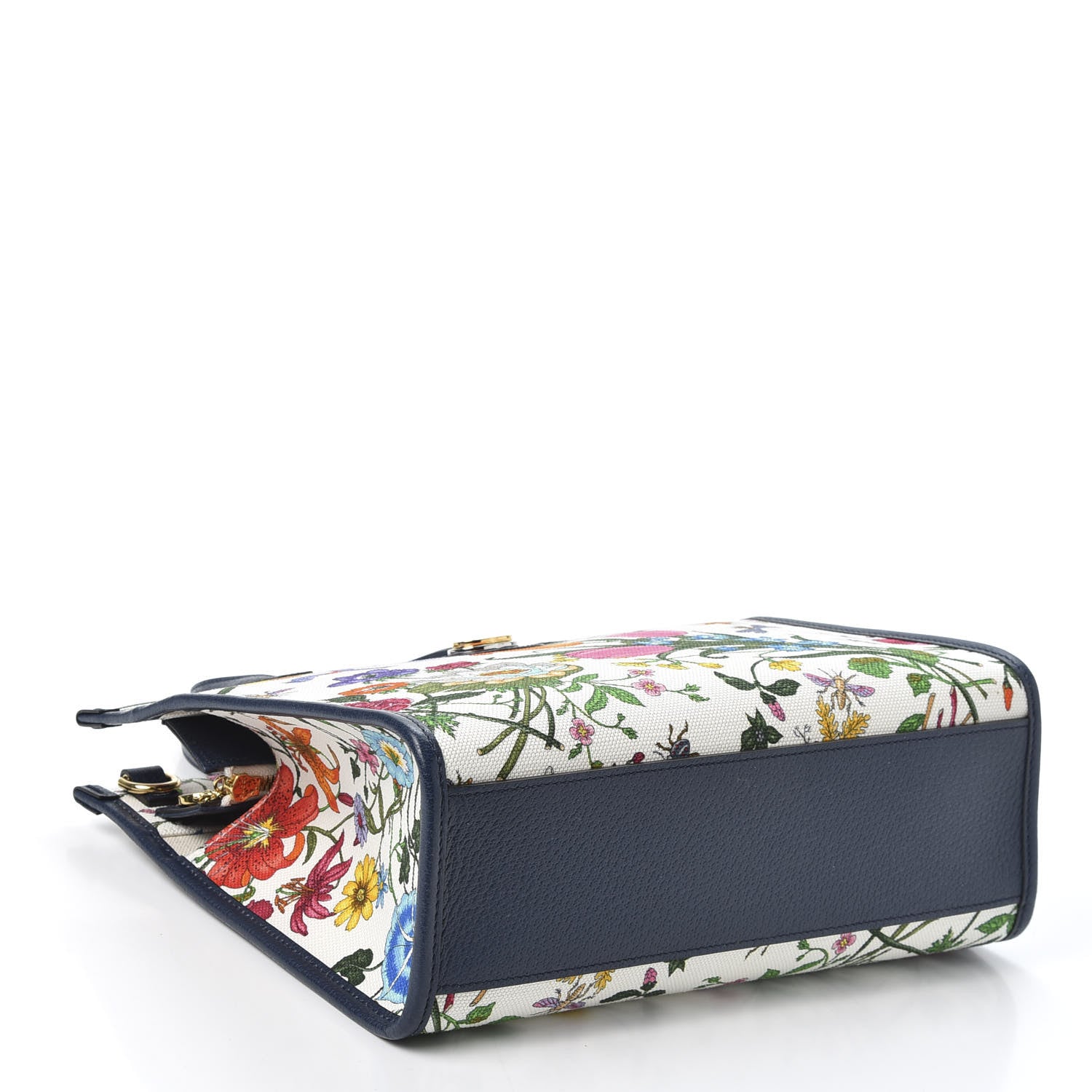 Gucci Canvas Medium Flora Tote White Multicolor Blue Agata 3 of 9