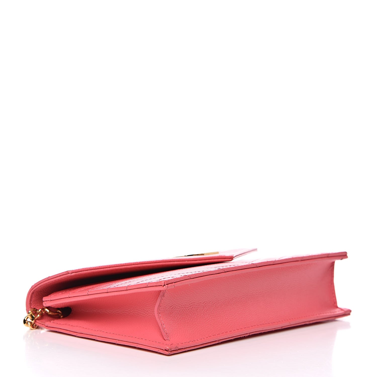 Saint Laurent Grain De Poudre Matelasse Chevron Monogram Envelope Chain Wallet Rose Clair 4 of 10