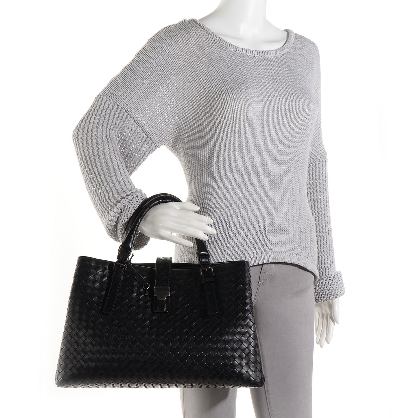 Nappa Intrecciato Roma Tote Nero Black