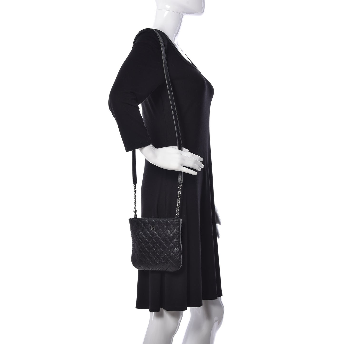 Calfskin Quilted Crossbody Bag Black
