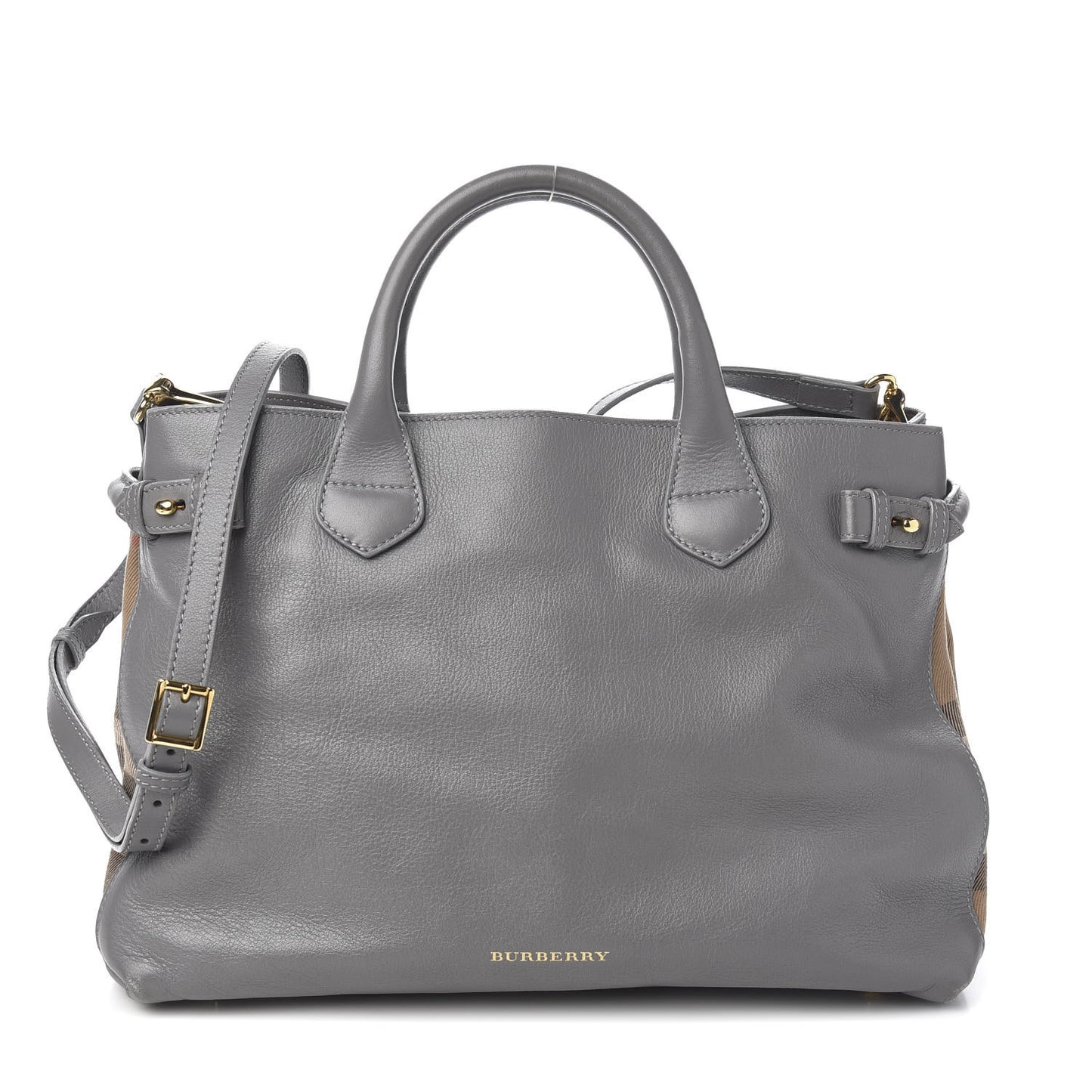 Smooth Calfskin Medium Banner Tote Grey