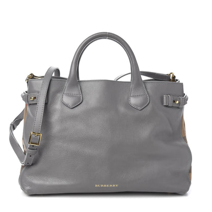 Burberry Smooth Calfskin Medium Banner Tote Grey 1 of 10
