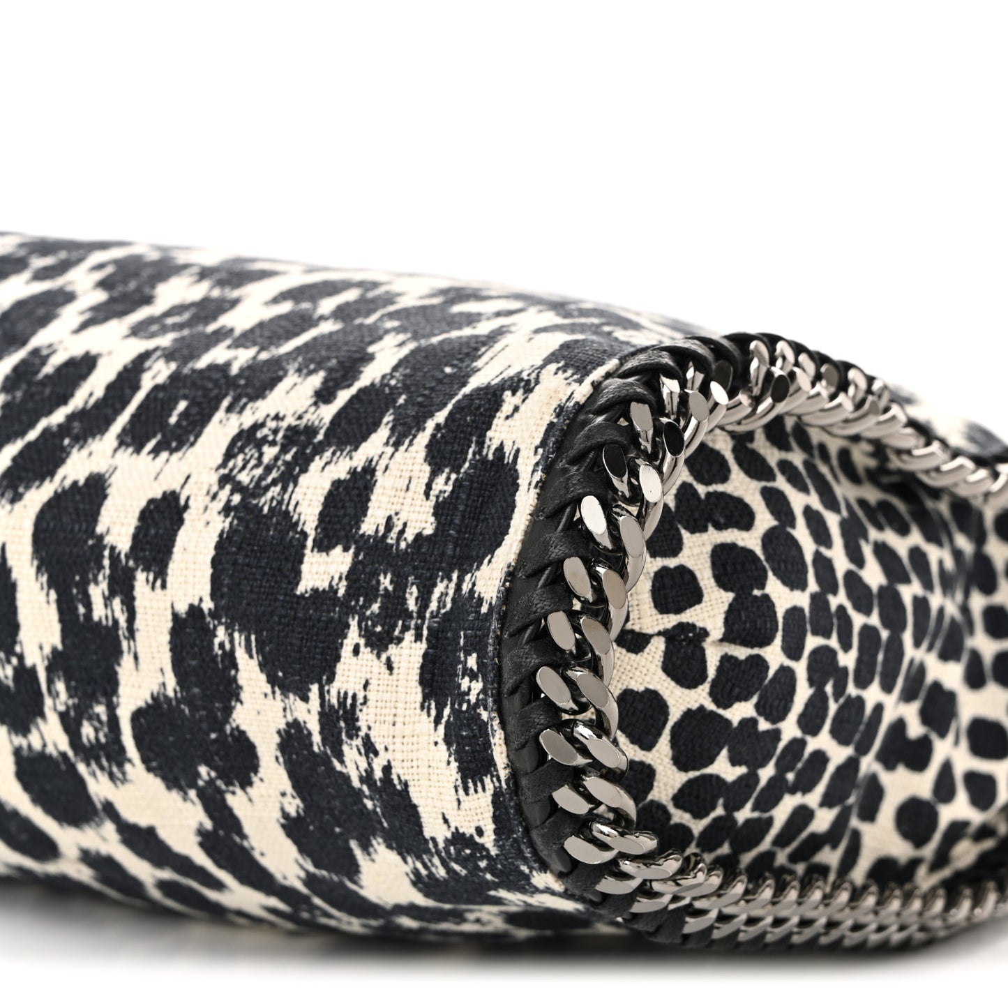 Linen Leopard Small Falabella Tote Black White