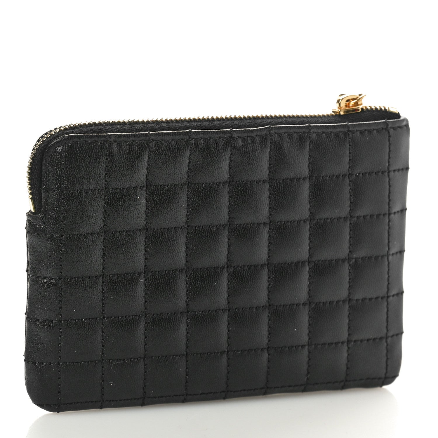Celine Calfskin Quilted C Charm Coin Card Pouch Black 3 of 7