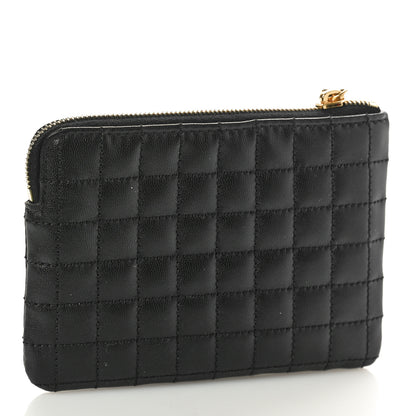 Celine Calfskin Quilted C Charm Coin Card Pouch Black 3 of 7