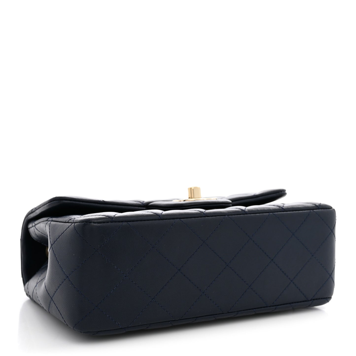 Lambskin Quilted Mini Rectangular Flap Dark Navy Blue