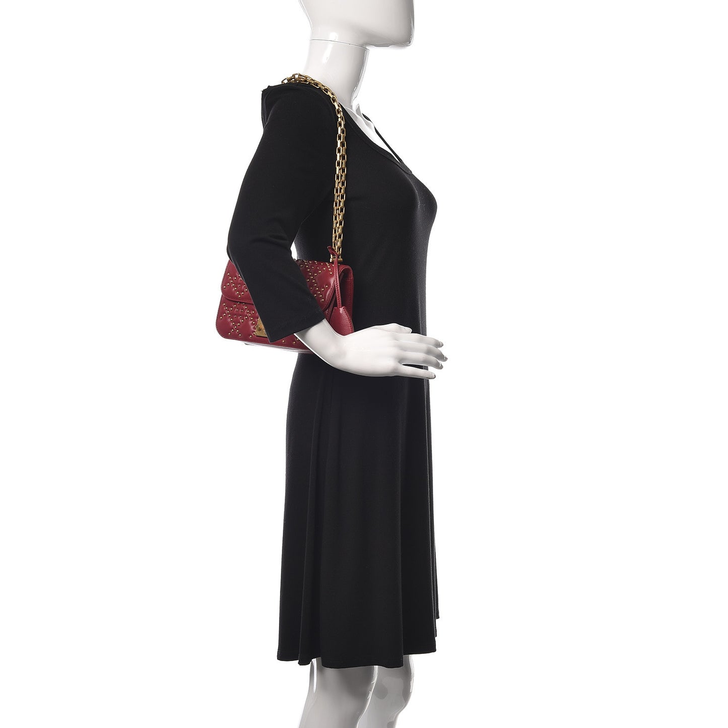 Lambskin Cannage Studded Small Dioraddict Flap Bag Red