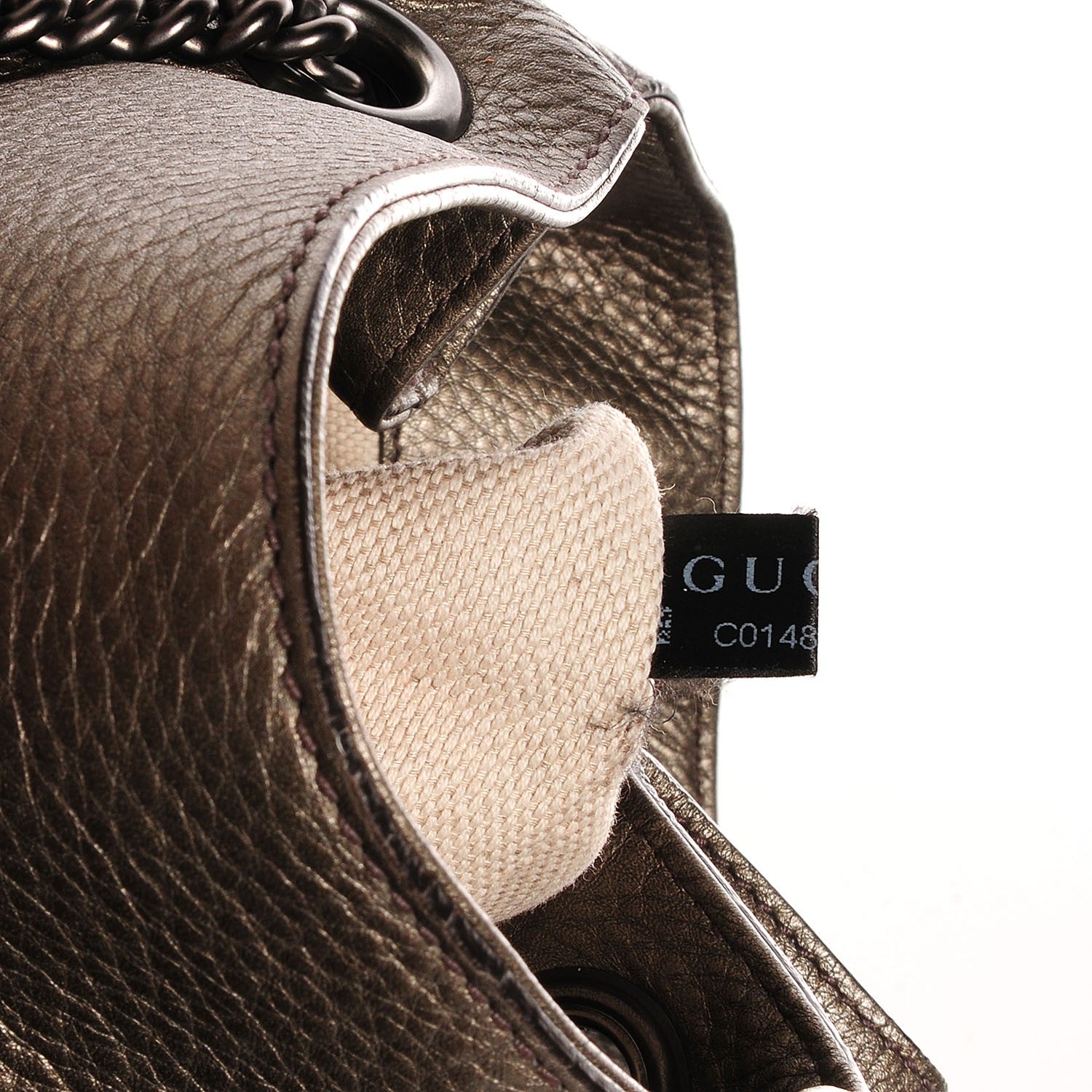 Gucci Metallic Pebbled Calfskin Medium Soho Chain Shoulder Bag Sasso 8 of 9