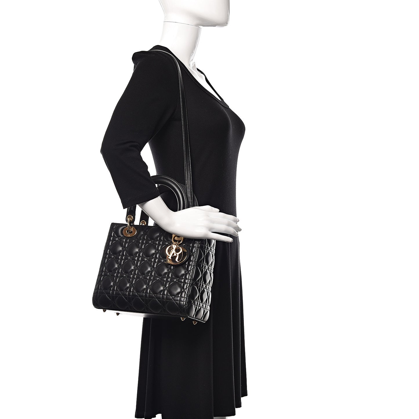 Lambskin Cannage Medium Lady Dior Black