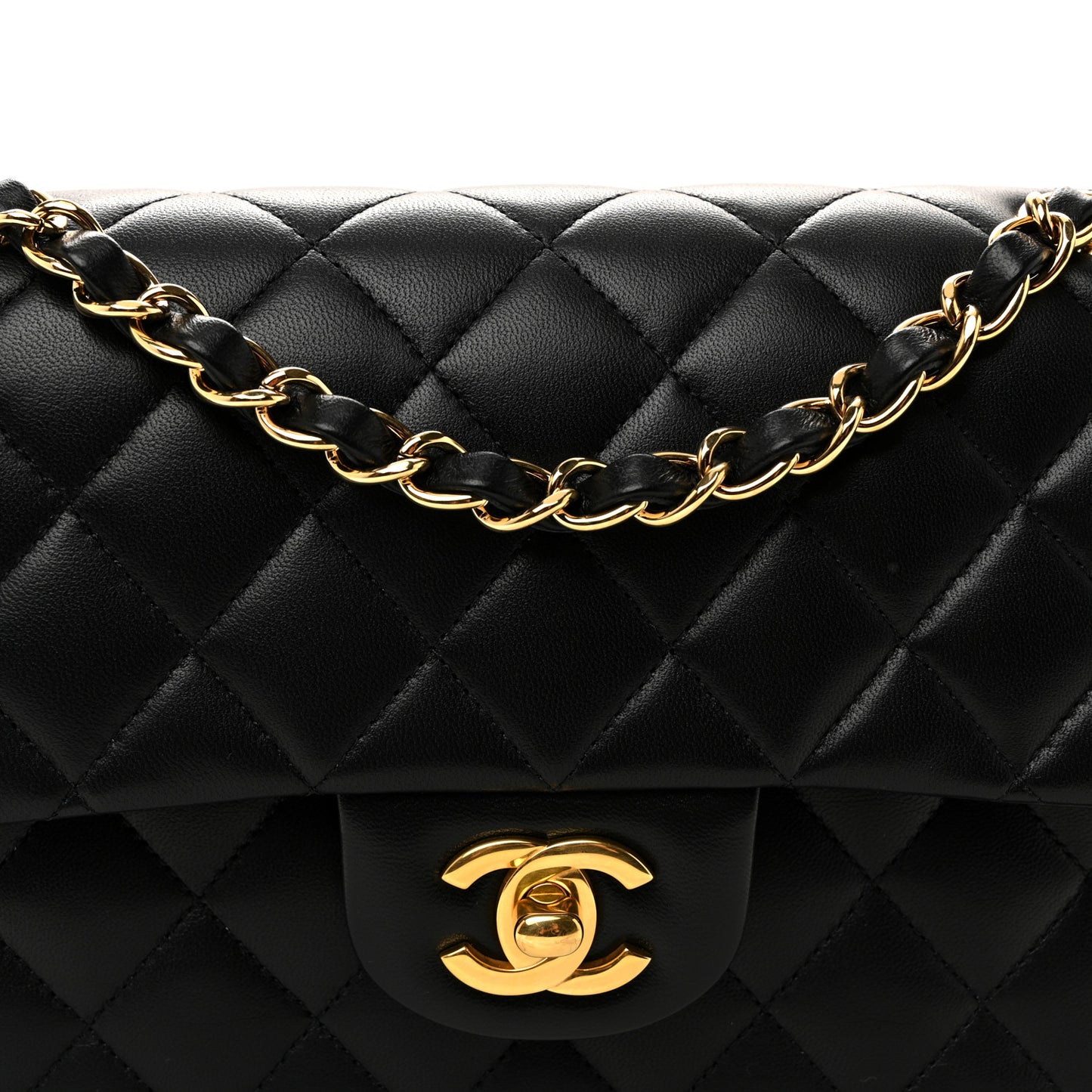 Lambskin Quilted Small Double Flap Black