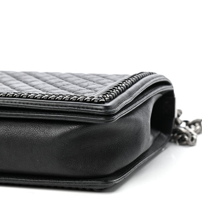 Chanel Calfskin Quilted New Medium Boy Top Handle Flap Black 9 of 10
