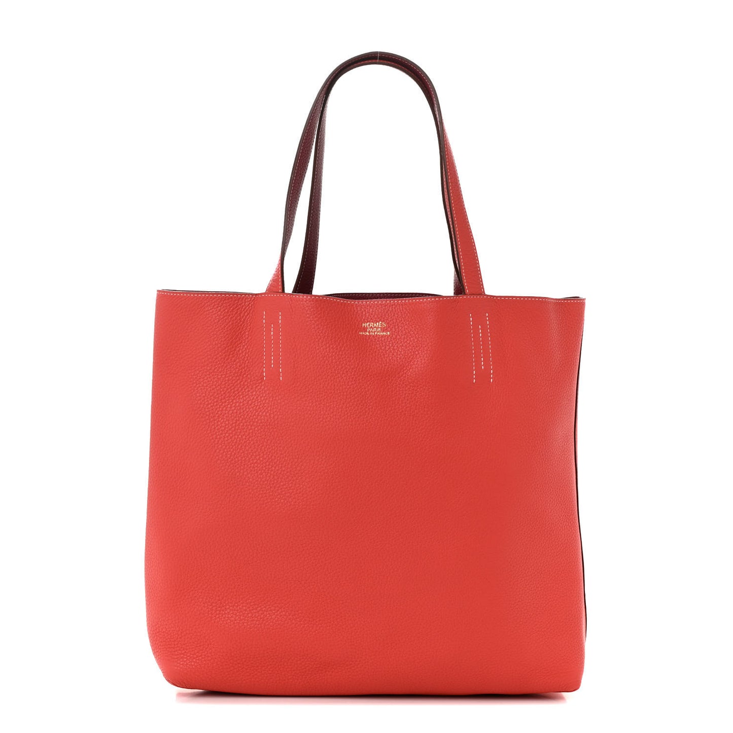 Taurillon Clemence Double Sens 36 Reversible Tote Rubis Bougainvillea