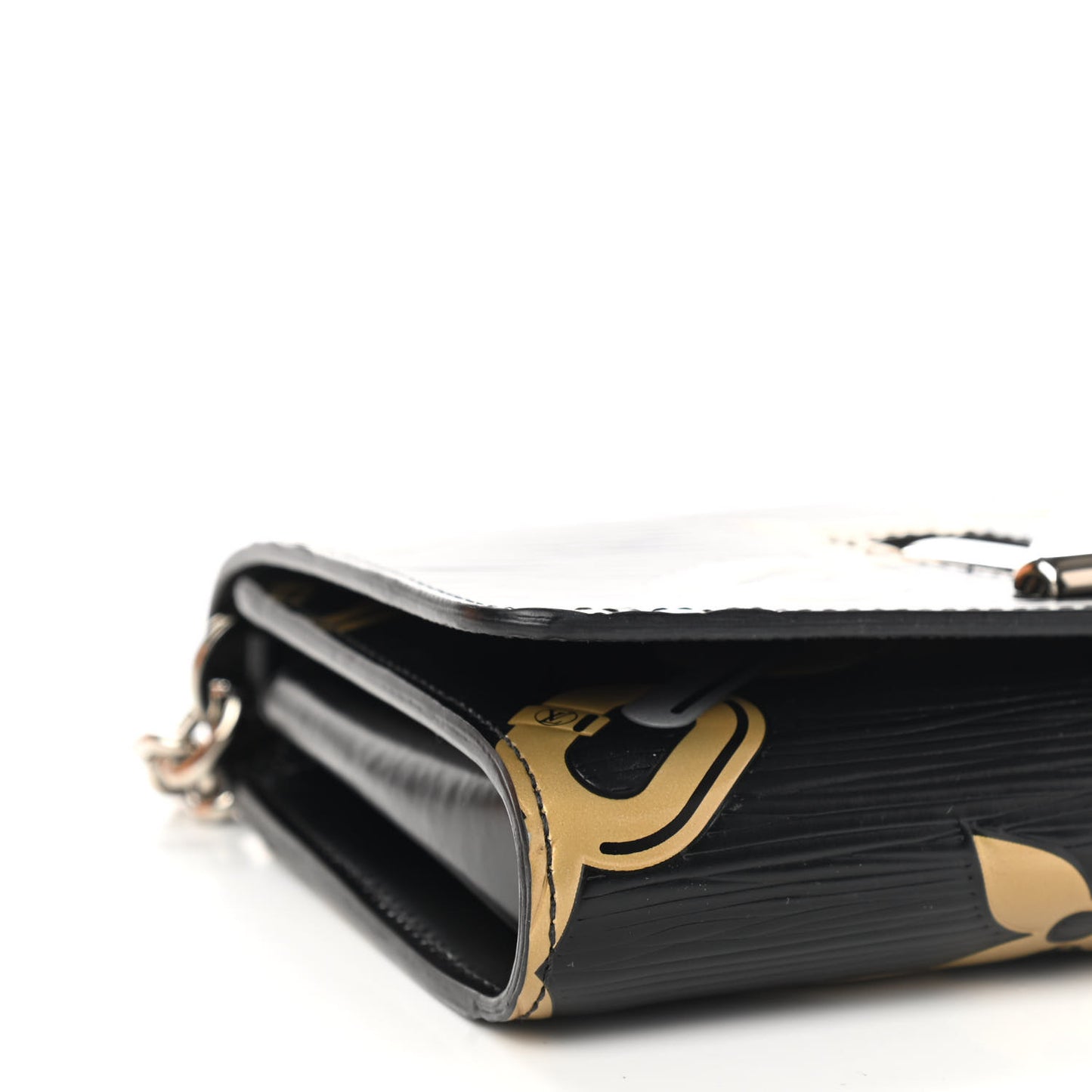 Epi Chain Flower Print Twist Chain Wallet Black