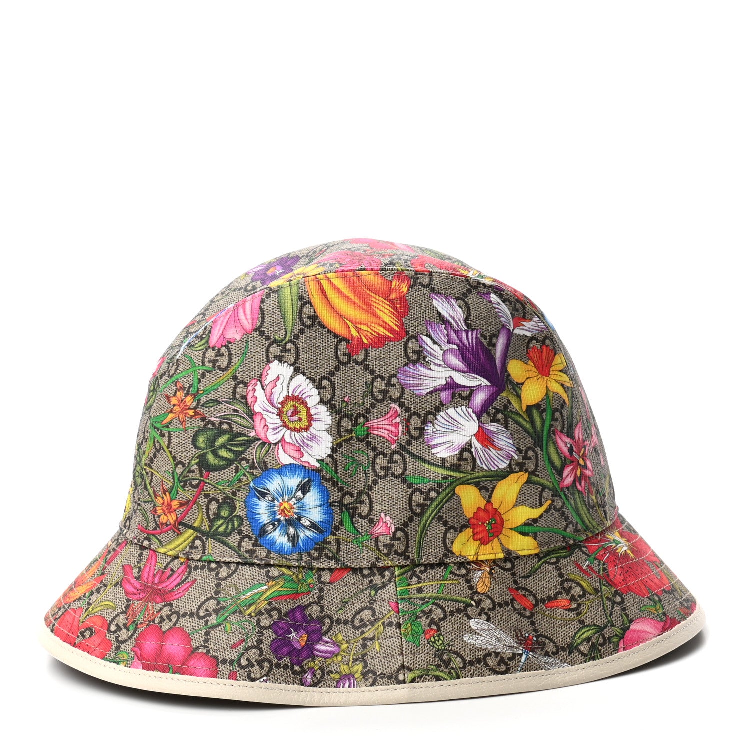 Gucci GG Supreme Monogram Flora Fedora Hat XL White 4 of 9
