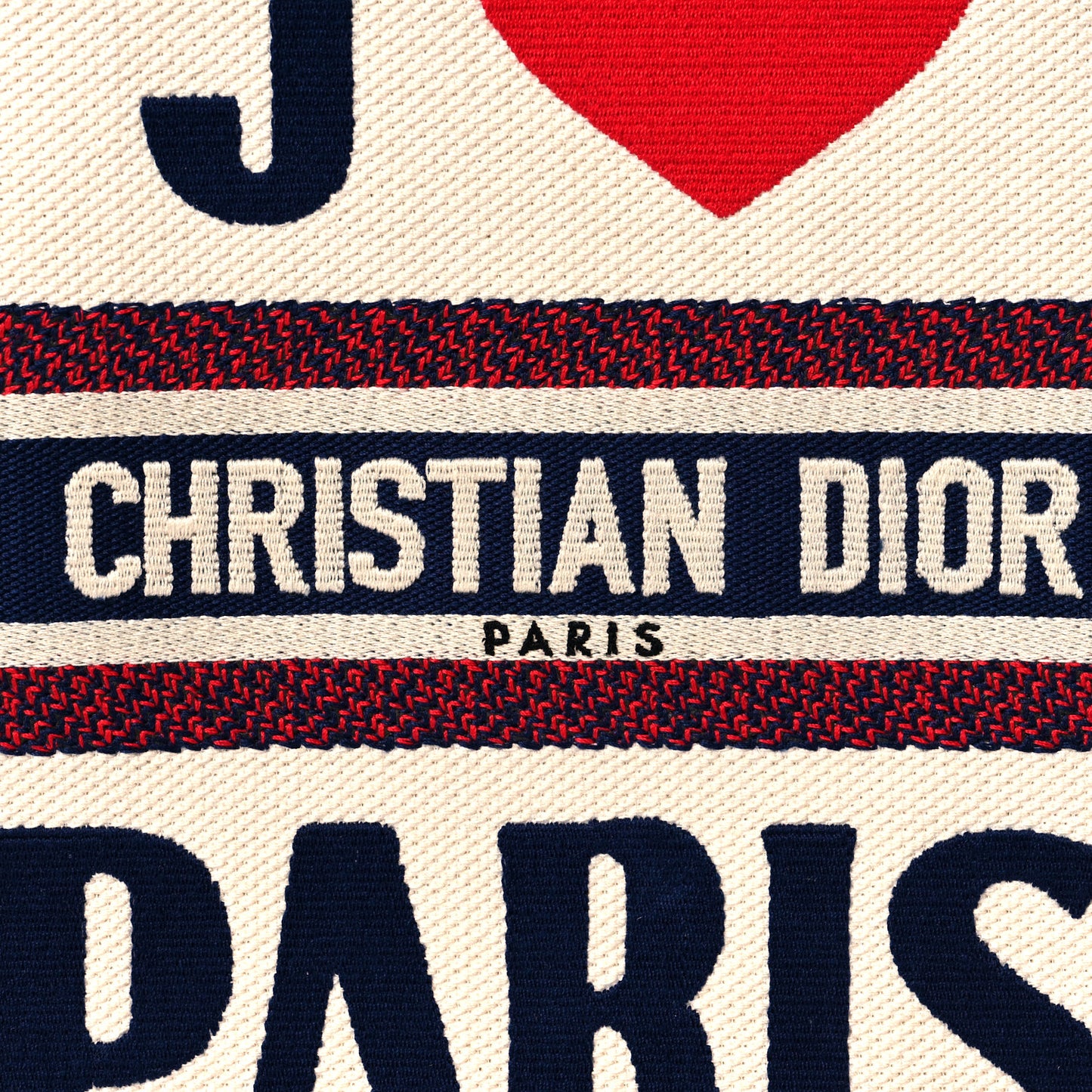Canvas Embroidered I Love Paris Vertical Book Tote White