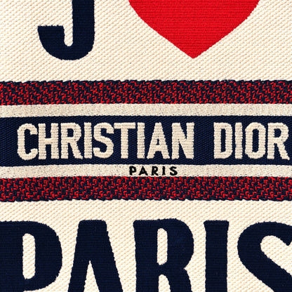 Christian Dior Canvas Embroidered I Love Paris Vertical Book Tote White 8 of 10