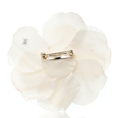 Chanel Linen Camellia Brooch Pin White 3 of 5