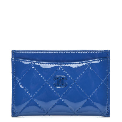 Chanel Patent Quilted Card Holder Blue 1 of 7