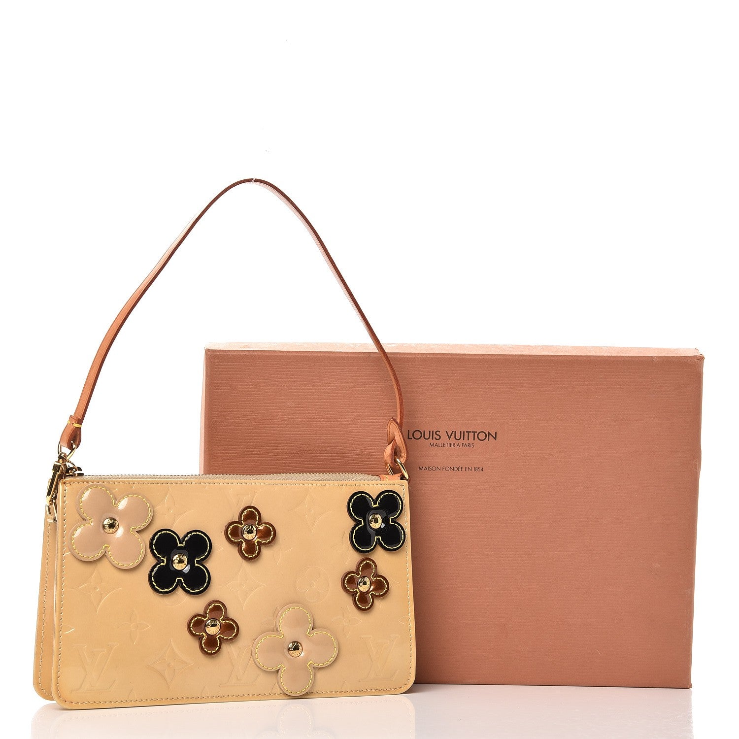 Louis Vuitton Vernis Lexington Fleurs Pochette Beige 8 of 8