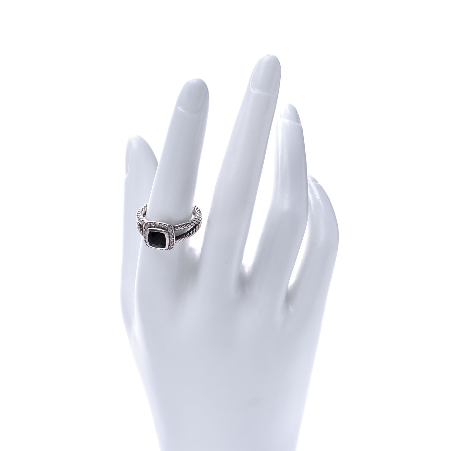 Sterling Silver Diamond Black Onyx 7mm Petite Albion Ring 57 8