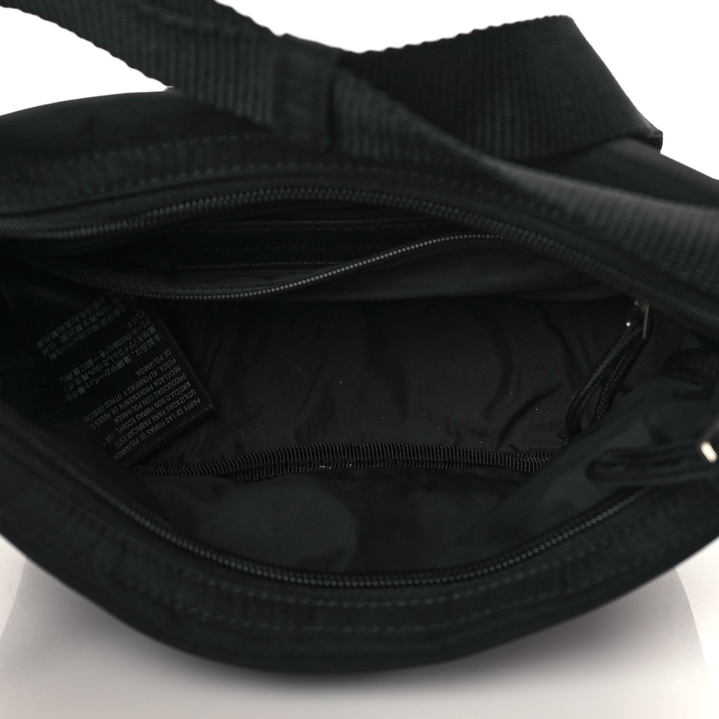 Recycled Sport Nylon Logo Embroidered Wheel Sling Bag Black White