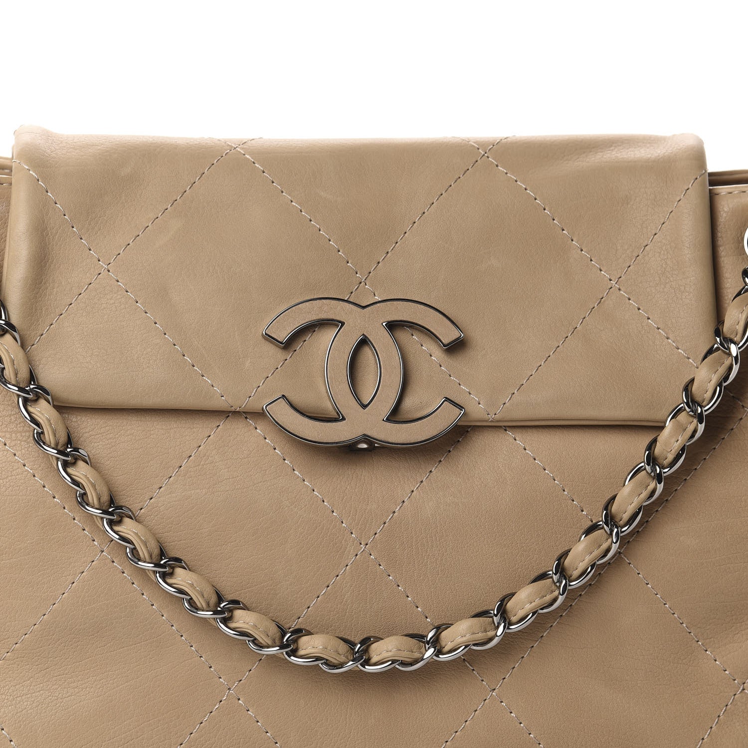 Chanel Washed Calfskin Quilted Large Hamptons Flap Bag Dark Beige 11 of 11